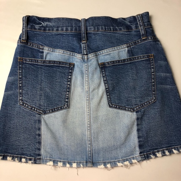 Madewell Pieced Mccarren Raw Hem Denim Miniskirt - Picture 5 of 8